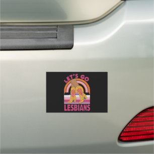 Let's Go Lesbians LGBTQ Pride Month Cowgirl Car Magnet