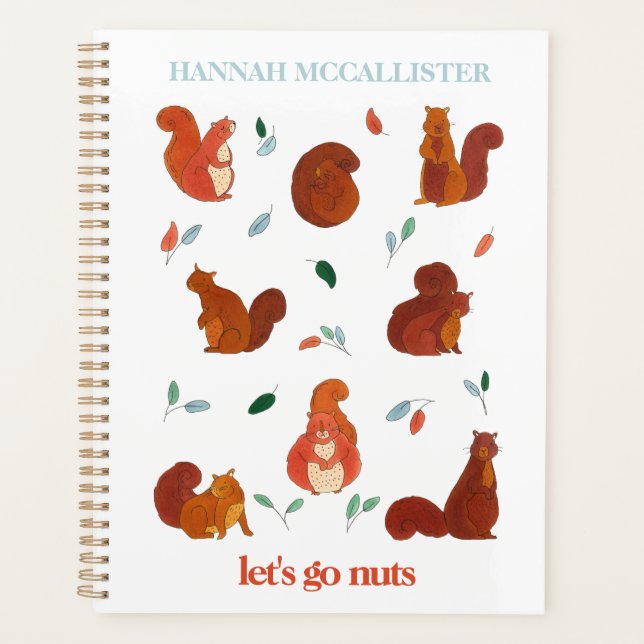 Let's Go Nuts Funny Squirrels with Name Planner (Front)