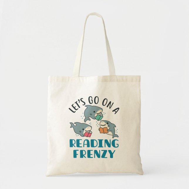 Let's Go On a Reading Frenzy Teacher Shark Tote Bag (Front)