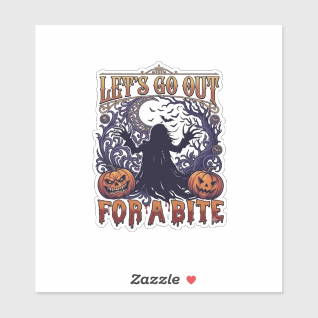 Lets Go Out Bite Ghost Pumpkins Bats Moon Sticker (Sheet)