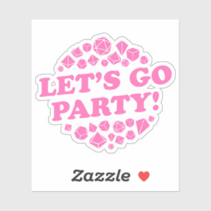 Lets Go Party Hot Pink Dice Sticker