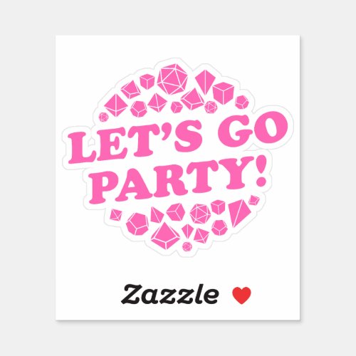 Lets Go Party Hot Pink Dice Sticker