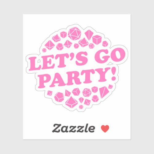 Lets Go Party Hot Pink Dice Sticker