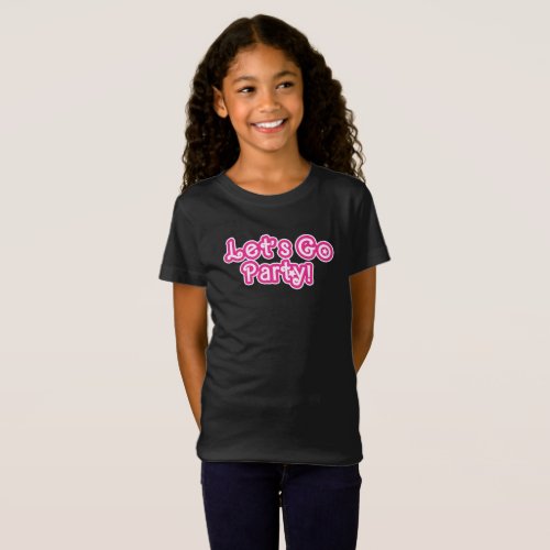 Lets Go Party Pink  White Stars  T_Shirt