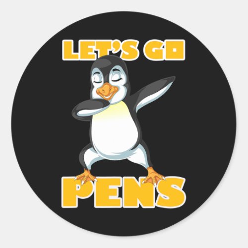 Lets Go Pens Funny Hockey Penguins  Classic Round Sticker