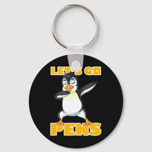 Lets Go Pens Funny Hockey Penguins  Keychain