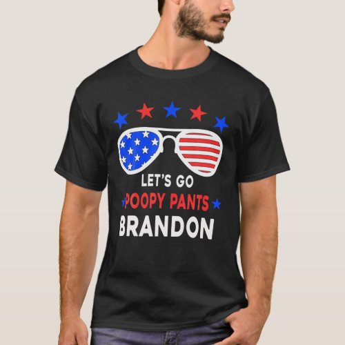 Lets Go Poopy Pants Brandon Tee USA Flag Funny An