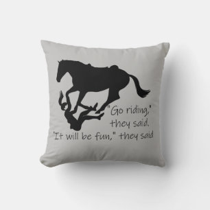 Let's Go Riding Horses Funny Quote Throw Pillow