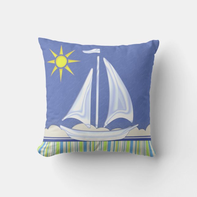 Let's Go Sailing Throw Pillow (Front)