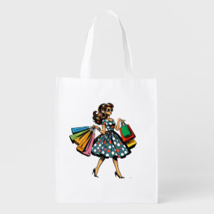 Let's Go Shopping! Personalized Retro Grocery Bag