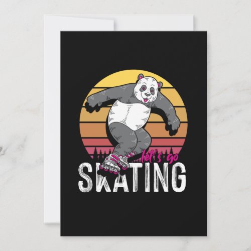 Lets Go Skating Panda Inline Skater Rollerblading  Invitation