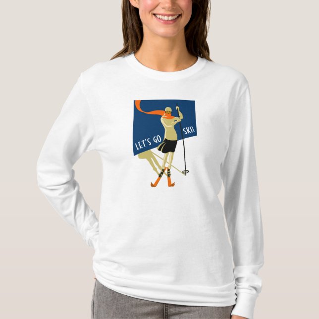 Let's go ski! Vintage design skiers T-Shirt (Front)