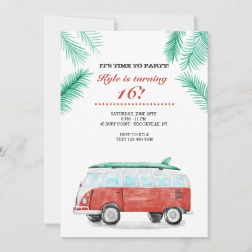 Lets Go Surfing Invitation