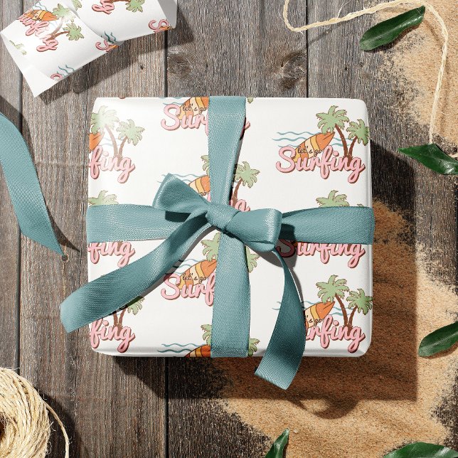 Let's Go Surfing Summer Surf Board Pattern Wrapping Paper (Creator Uploaded)