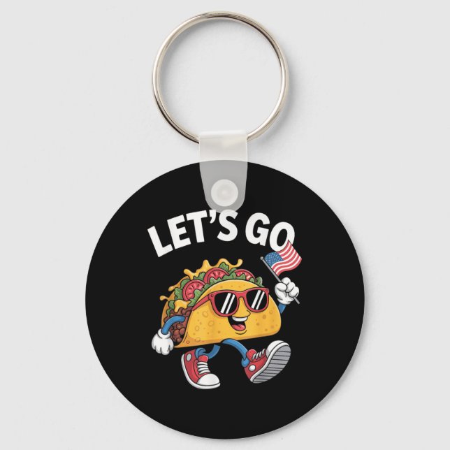 Lets Go Taco Funny Trump Chicken  Keychain (Front)