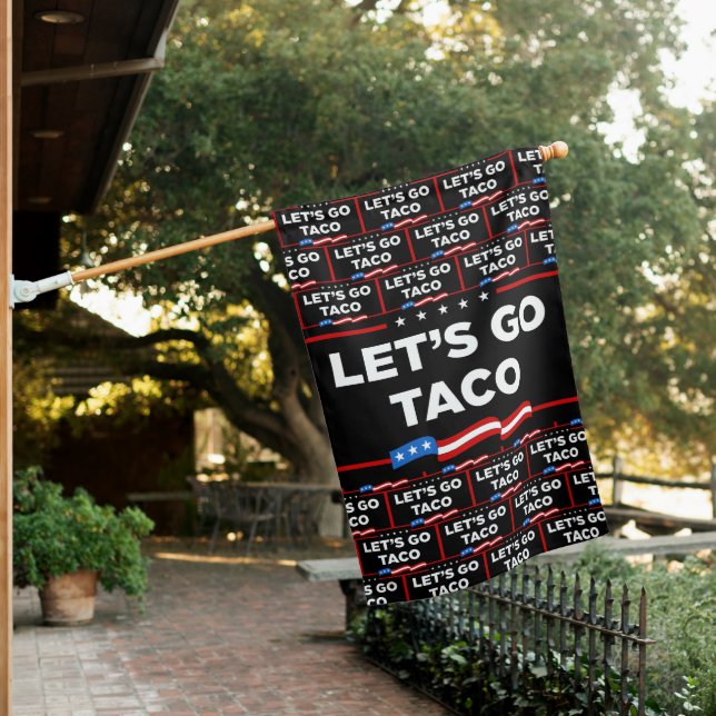 Let's Go Taco Trump Always Chickens Out Funny House Flag (In SItu)
