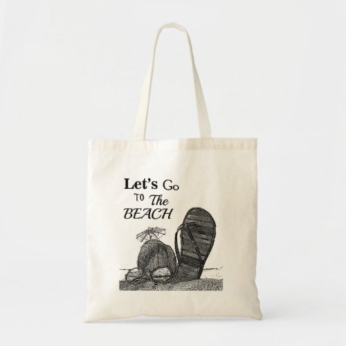 Lets go to the beach tote bag