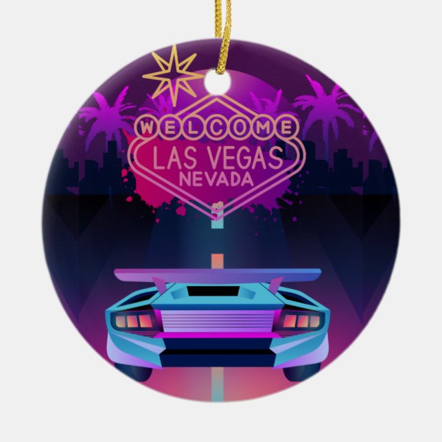 lets go to vegas ceramic ornament (Front)
