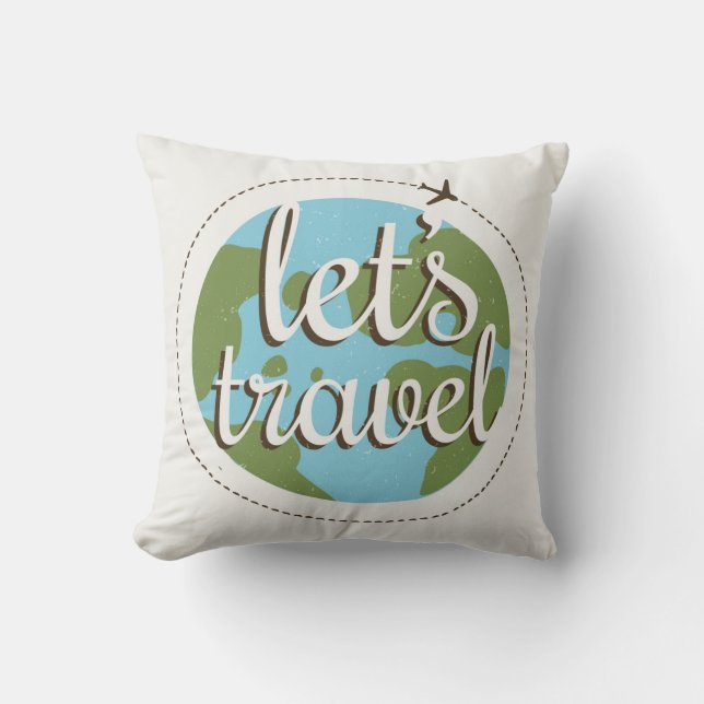 Lets Go Travel Throw Pillow (Front)