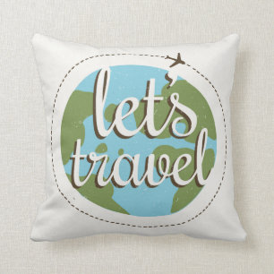 Lets Go Travel Throw Pillow
