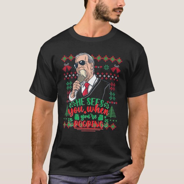 Let's Go Ugly Christmas Sweater Funny Poopy Joe Po (Front)