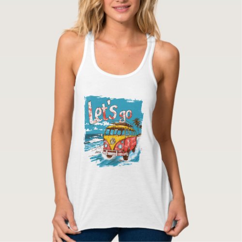 Let's Go Vintage Surf Van Graphic T-Shirt – Retro  Tank Top