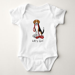 Let's Go! (walk) Beagle Dog (tri color 3) Cute Baby Bodysuit