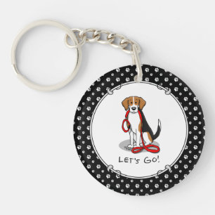 Let's Go! (walk) Beagle Dog (tri color 3) Cute Keychain