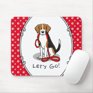 Let's Go! (walk) Beagle Dog (tri color 3) Cute Mouse Pad