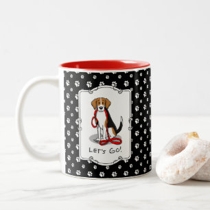 Let's Go! (walk) Beagle Dog (tri color 3) Cute Two-Tone Coffee Mug