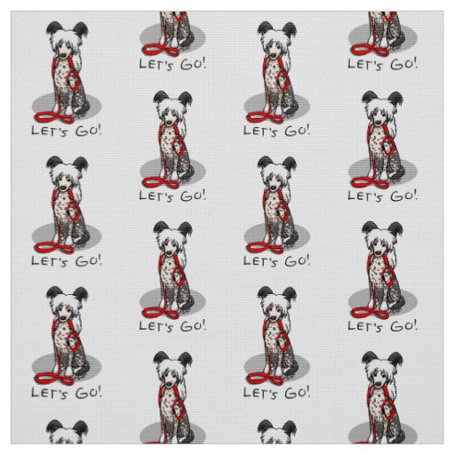 Let's Go! Walk Chinese Crested Dog (hl blk wh 1) Fabric