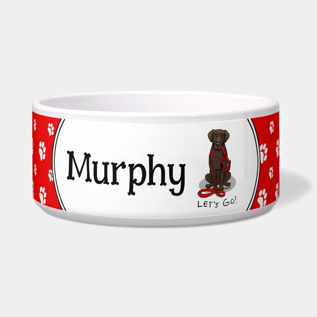 Let's Go! Walk Curly-Coated Retriever Dog (liver) Bowl (Front)