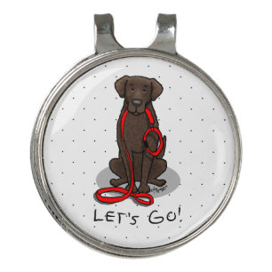 Let's Go! Walk Curly-Coated Retriever Dog (liver) Golf Hat Clip
