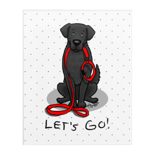Let's Go! Walk Flat-Coated Retriever Dog (black) Acrylic Print