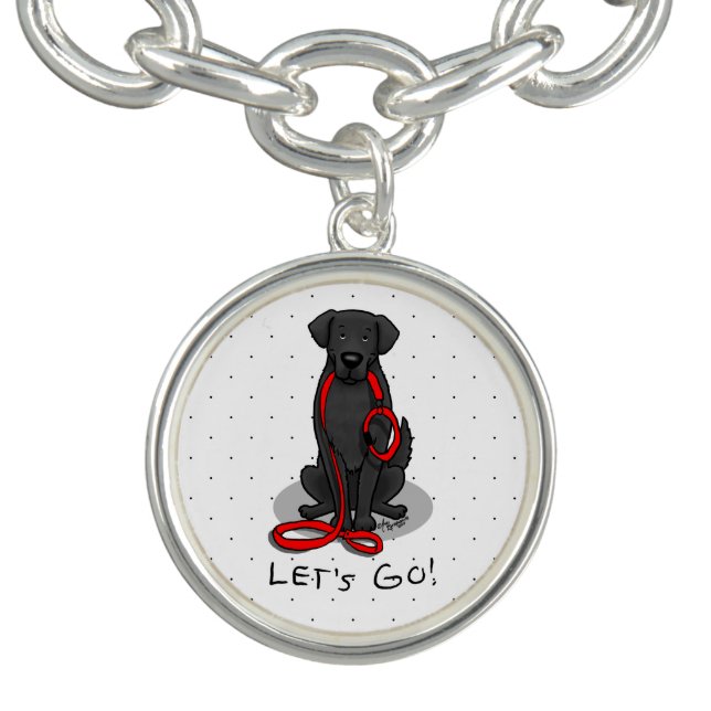 Let's Go! Walk Flat-Coated Retriever Dog (black) Bracelet (Design)