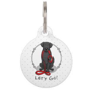Let's Go! Walk Flat-Coated Retriever Dog (black) Pet ID Tag