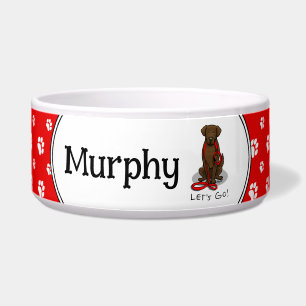Let's Go! Walk Flat-Coated Retriever Dog (liver) Bowl