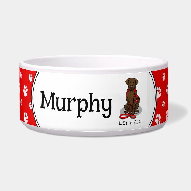 Let's Go! Walk Flat-Coated Retriever Dog (liver) Bowl (Front)