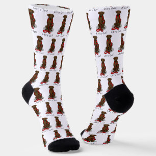Let's Go! Walk Flat-Coated Retriever Dog (liver) Socks
