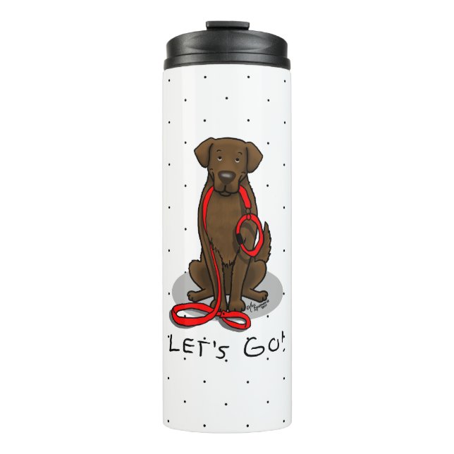 Let's Go! Walk Flat-Coated Retriever Dog (liver) Thermal Tumbler (Front)