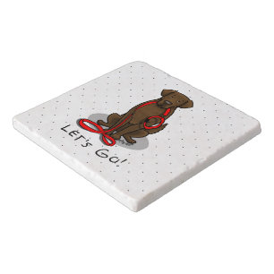 Let's Go! Walk Flat-Coated Retriever Dog (liver) Trivet
