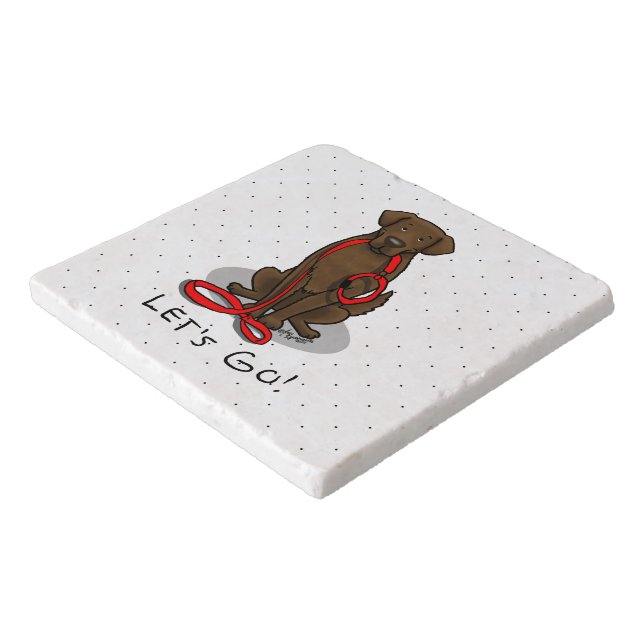 Let's Go! Walk Flat-Coated Retriever Dog (liver) Trivet (Corner)