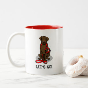 Let's Go! Walk Flat-Coated Retriever Dog (liver) Two-Tone Coffee Mug