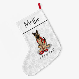 Let's Go! Walk German Shepherd Dog (black tan) Large Christmas Stocking
