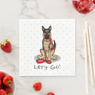 Let's Go! Walk German Shepherd Dog (black tan) Napkins
