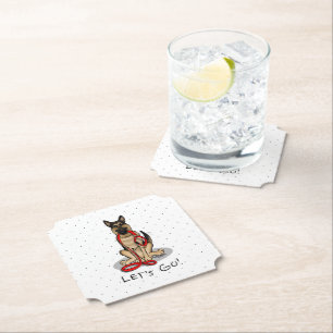 Let's Go! Walk German Shepherd Dog (black tan) Paper Coaster