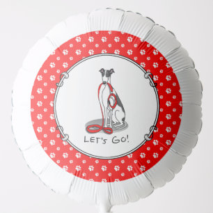Let's Go! (walk) Greyhound Dog (black white) Funny Balloon