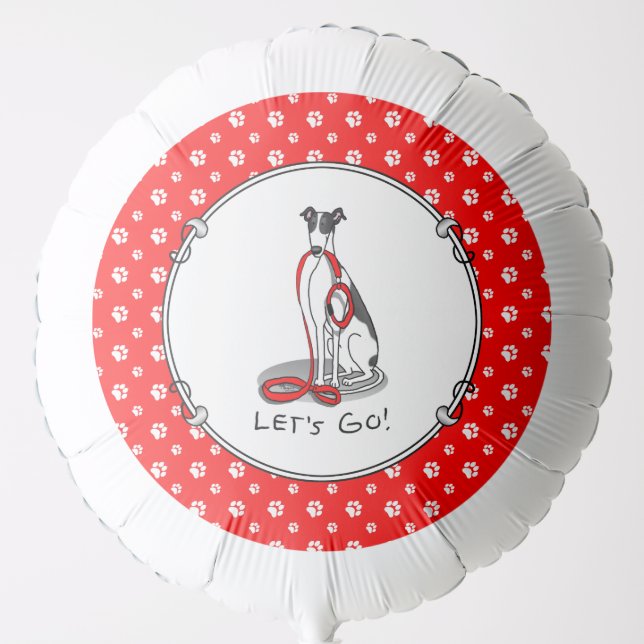 Let's Go! (walk) Greyhound Dog (black white) Funny Balloon (Front)