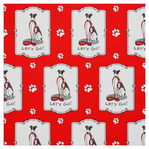 Let's Go! (walk) Greyhound Dog (black white) Funny Fabric