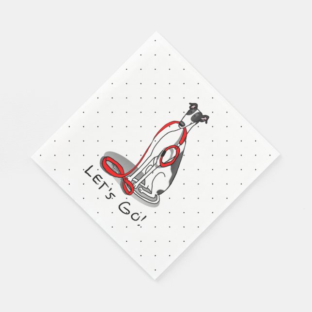 Let's Go! (walk) Greyhound Dog (black white) Funny Napkins (Corner)